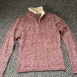 Women’s, Woolrich quarter-zip. Reddish-pink color.